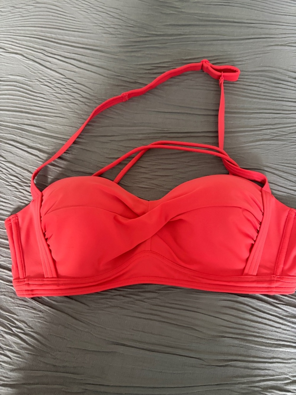 Women’s deep coral Bandeau Swim Top - Prana medium